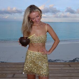 Asta Resort Yellow Sequin Set